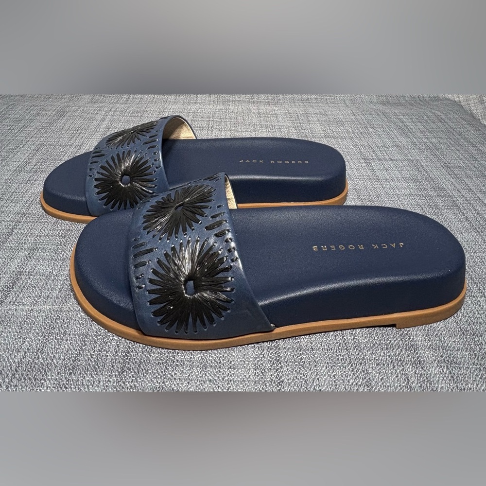 Jack Rogers Somerset Embroidered Slide Sandal Midnite / Black - Picture 4 of 7
